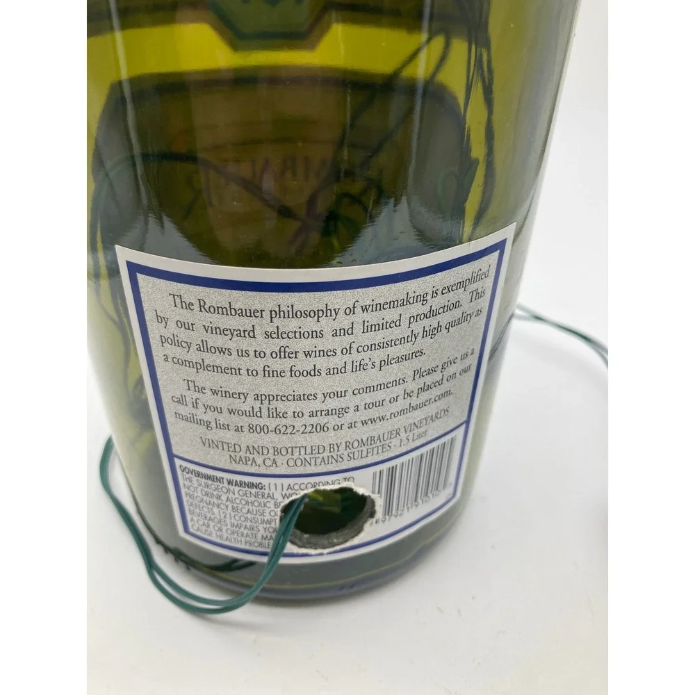 Rombauer Vineyards 2012 Chardonnay 1.5L Magnum Upcycled Lighted Bottle Lamp